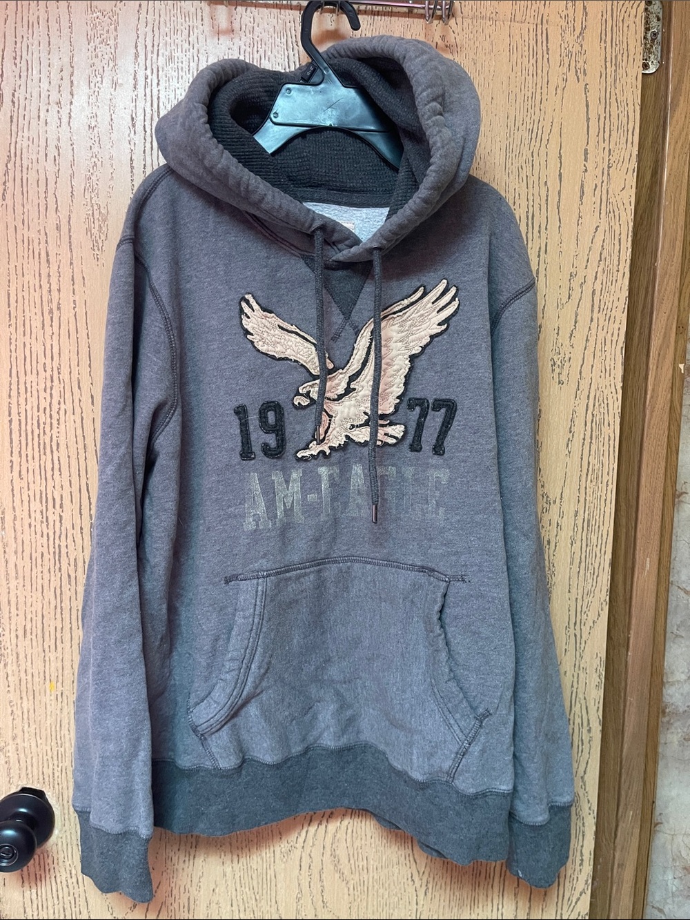 American Eagle Outfitters Gray Crewneck Hoodie with Eagle Patch